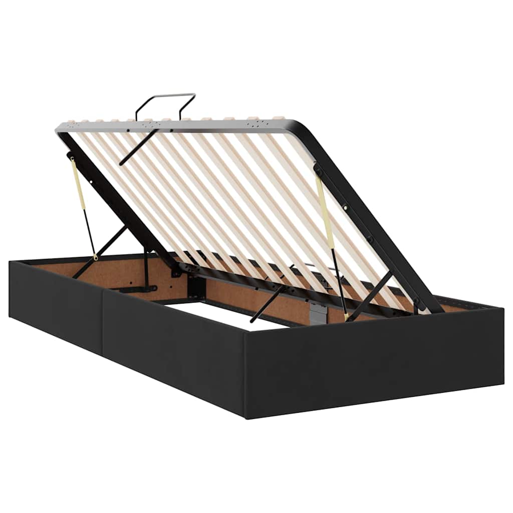 LED-Speicherbett mit Matratze Schwarz 100 x 200 cm Samt