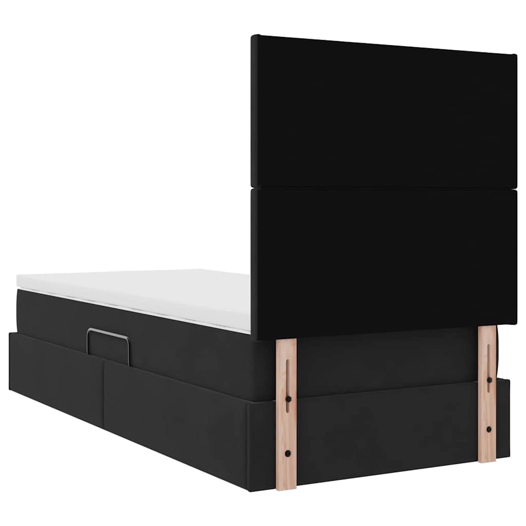 LED-Speicherbett mit Matratze Schwarz 100 x 200 cm Samt