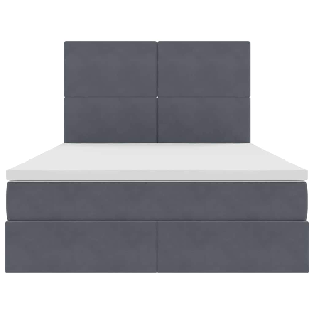 LED-Speicherbett mit Matratze Dunkelgrau 140 x 200 cm Samt