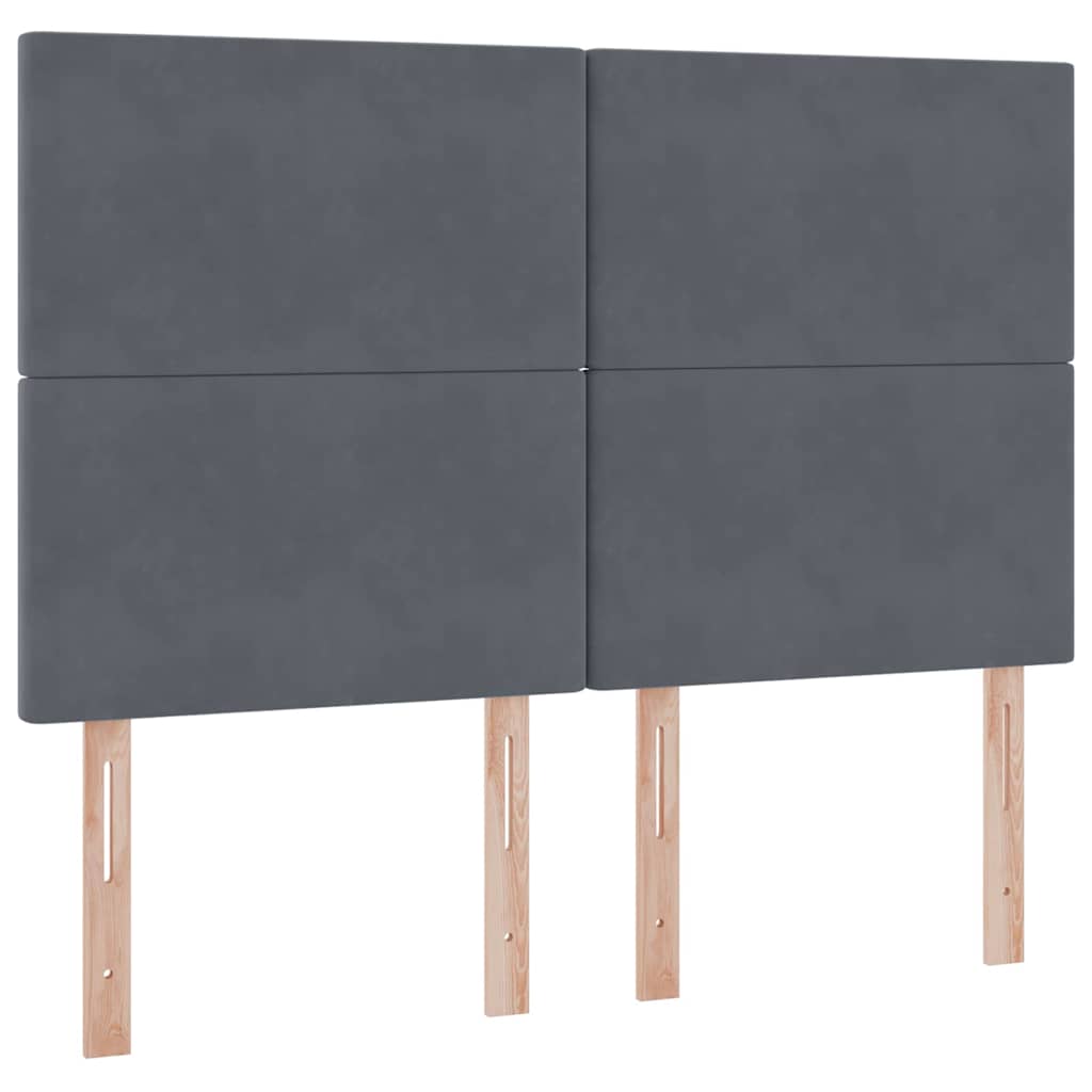 LED-Speicherbett mit Matratze Dunkelgrau 140 x 200 cm Samt