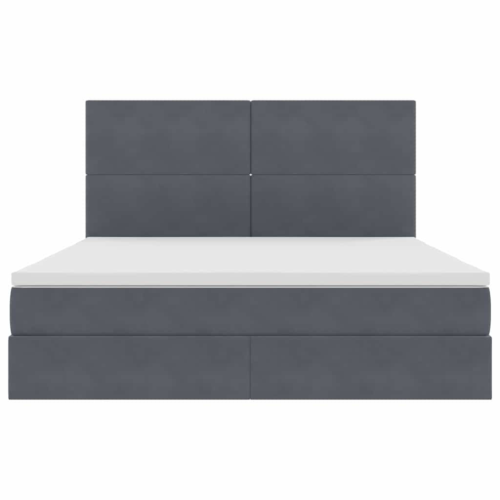 LED-Speicherbett mit Matratze Dunkelgrau 160 x 200 cm Samt