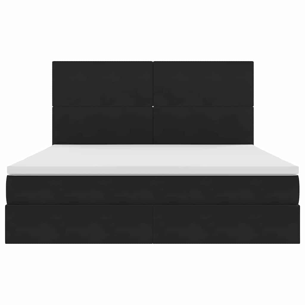 LED-Speicherbett mit Matratze Schwarz 160 x 200 cm Samt