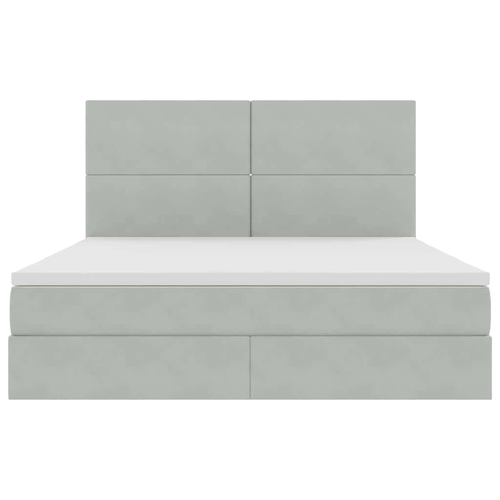 LED-Speicherbett mit Matratze Hellgrau 180 x 200 cm Samt