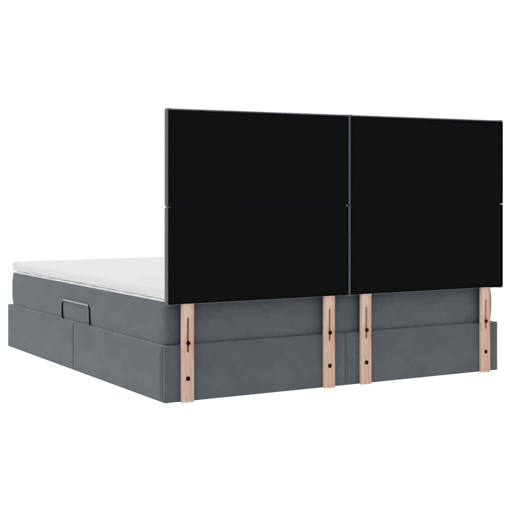 LED-Speicherbett mit Matratze Dunkelgrau 180 x 200 cm Samt