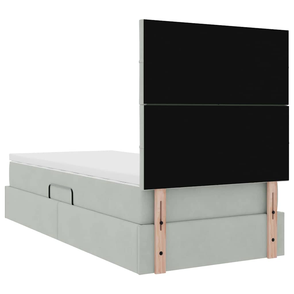 LED-Speicherbett mit Matratze Hellgrau 90 x 200 cm Samt