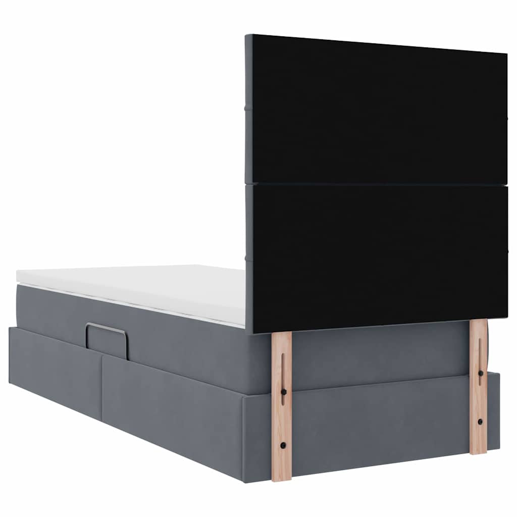 LED-Speicherbett mit Matratze Dunkelgrau 90 x 200 cm Samt