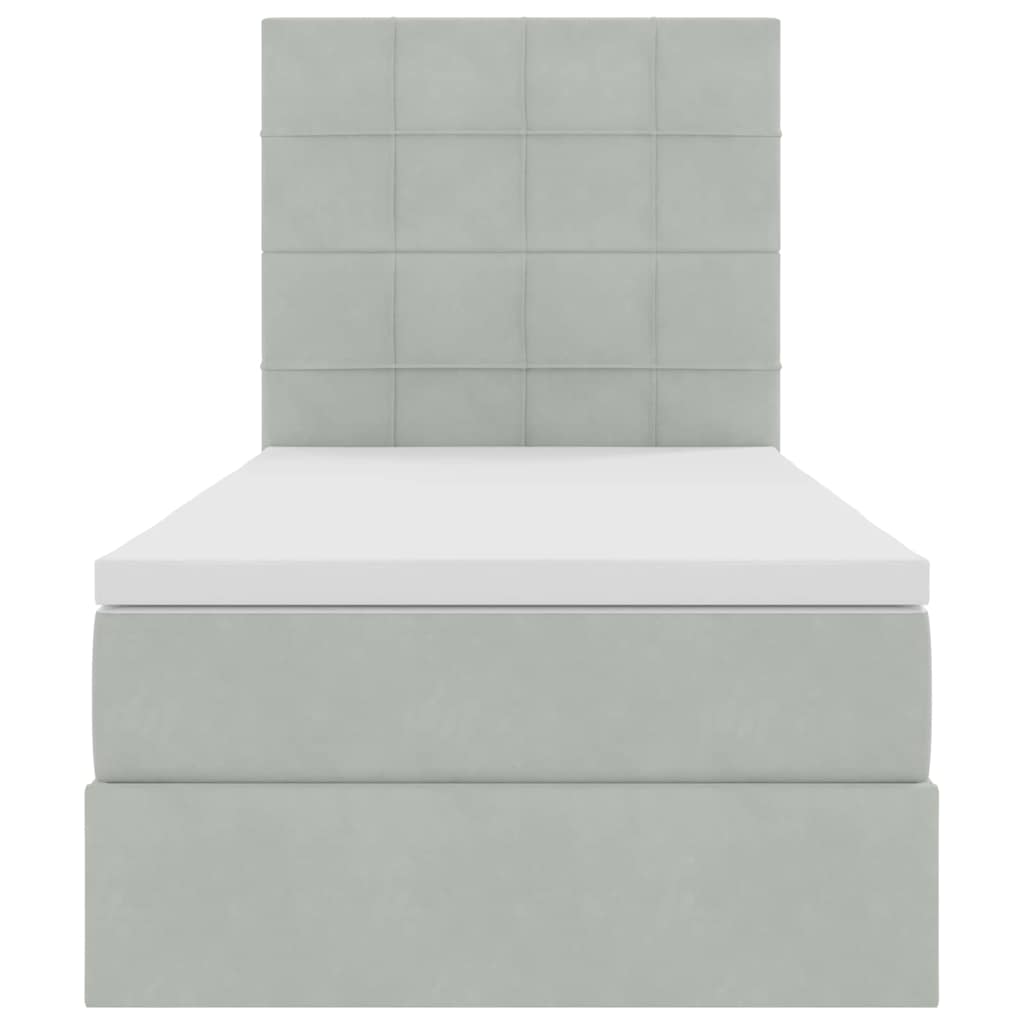 LED-Speicherbett mit Matratze Hellgrau 100 x 200 cm Samt