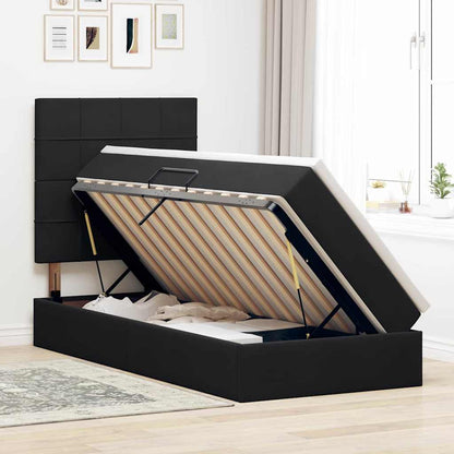 LED-Speicherbett mit Matratze Schwarz 100 x 200 cm Samt