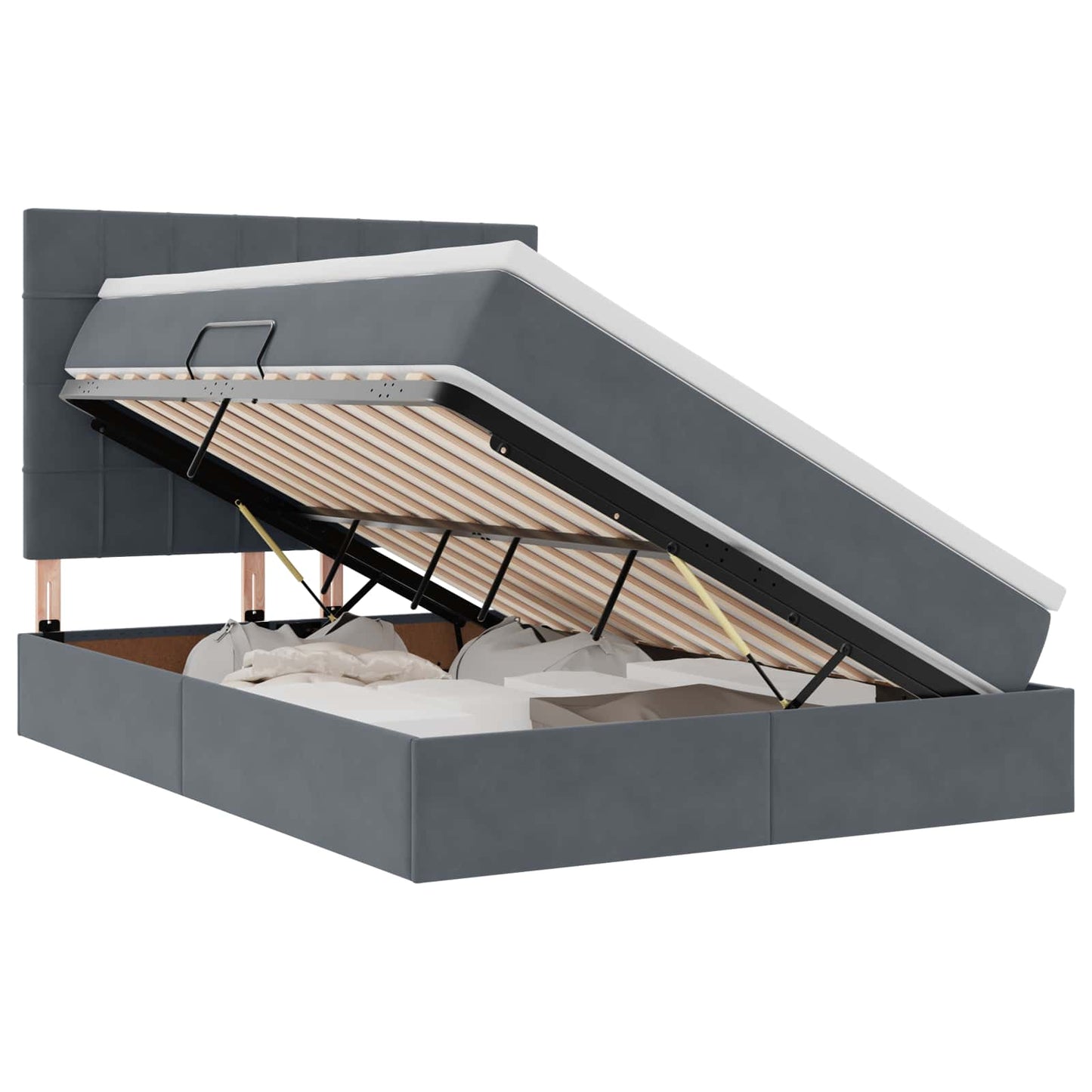LED-Speicherbett mit Matratze Dunkelgrau 140 x 200 cm Samt