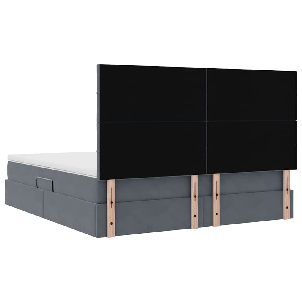 LED-Speicherbett mit Matratze Dunkelgrau 160 x 200 cm Samt