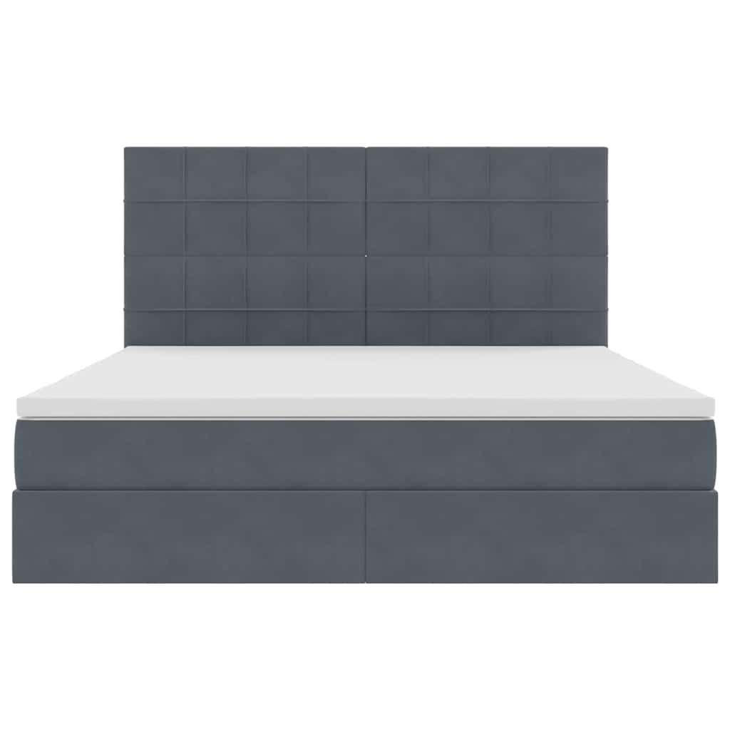 LED-Speicherbett mit Matratze Dunkelgrau 160 x 200 cm Samt