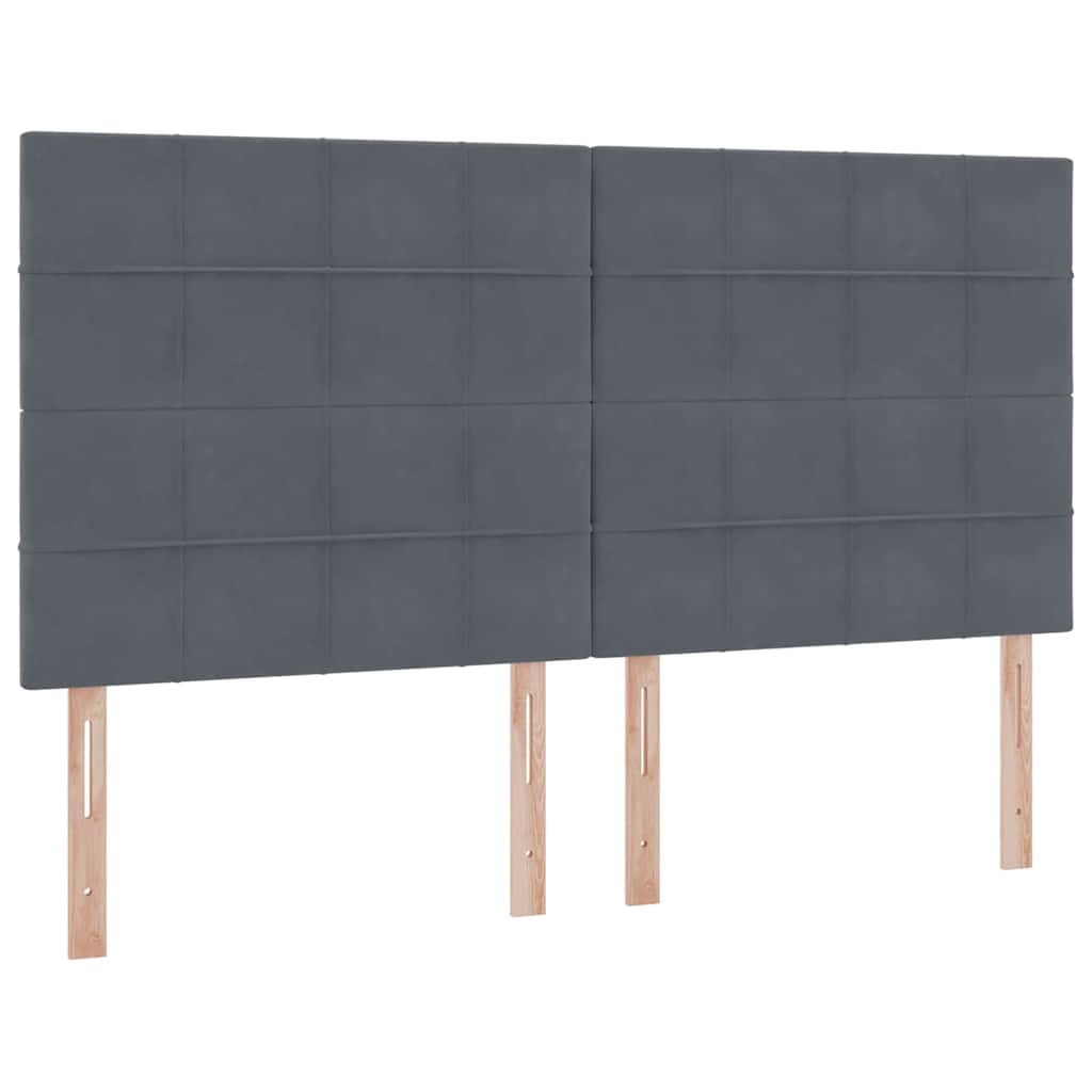 LED-Speicherbett mit Matratze Dunkelgrau 160 x 200 cm Samt