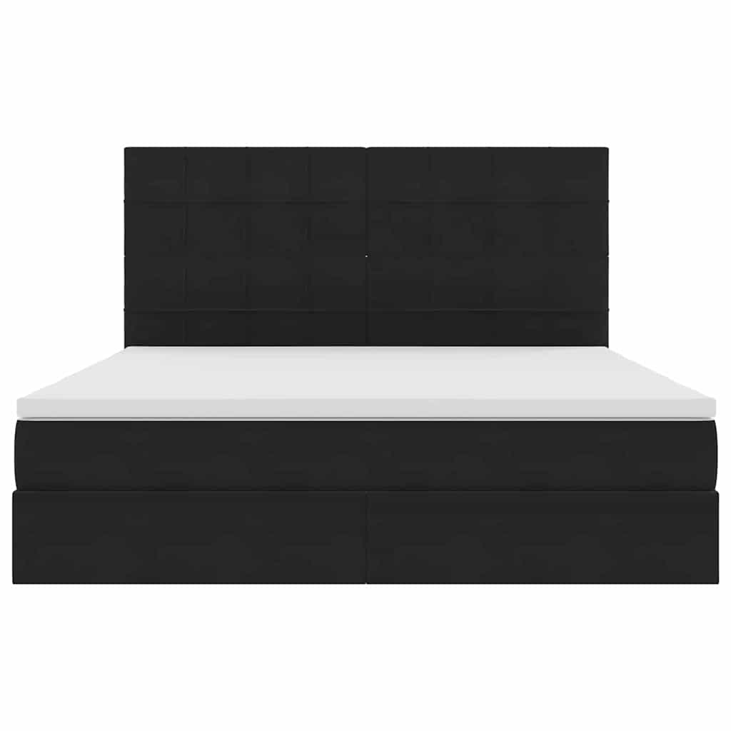 LED-Speicherbett mit Matratze Schwarz 160 x 200 cm Samt