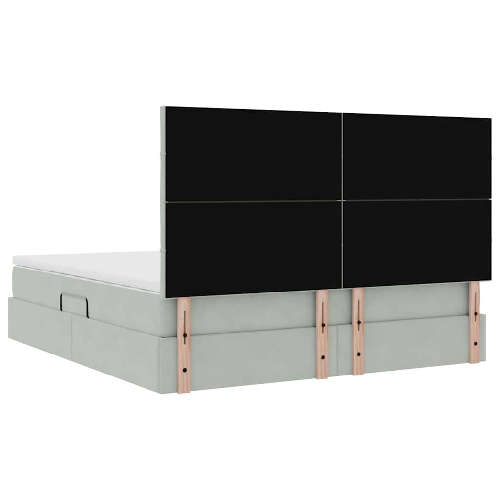 LED-Speicherbett mit Matratze Hellgrau 180 x 200 cm Samt