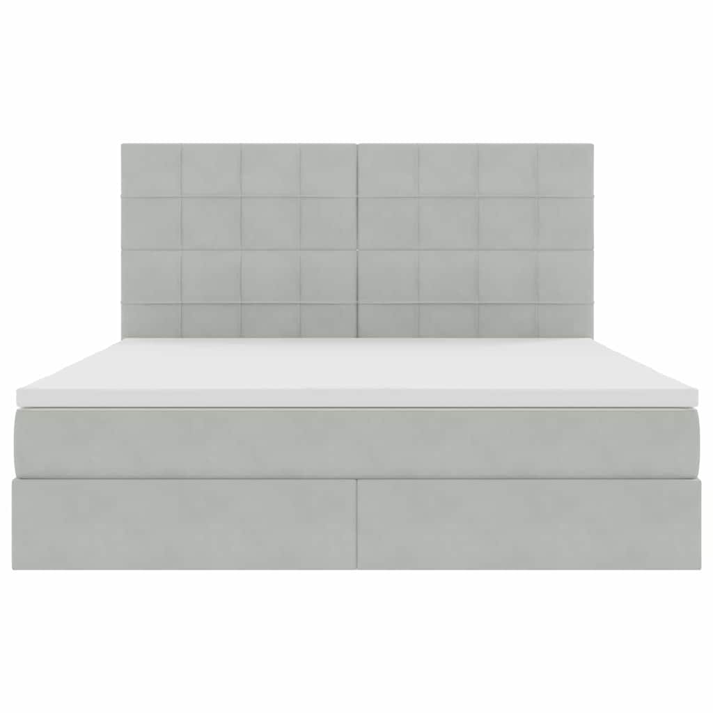 LED-Speicherbett mit Matratze Hellgrau 180 x 200 cm Samt