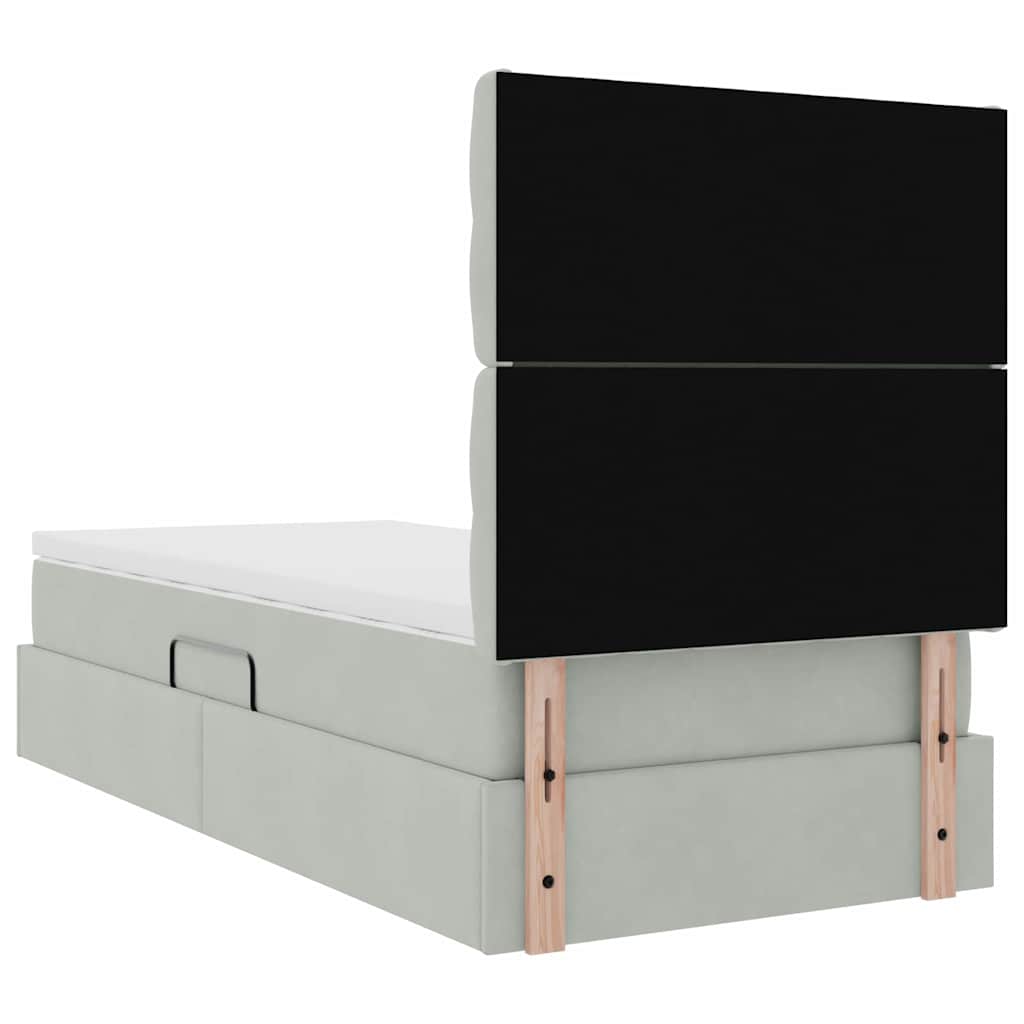 LED-Speicherbett mit Matratze Hellgrau 90 x 200 cm Samt