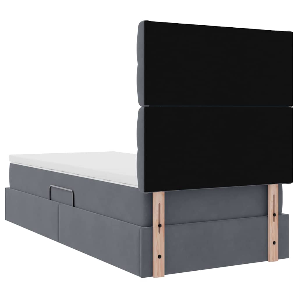 LED-Speicherbett mit Matratze Dunkelgrau 90 x 200 cm Samt