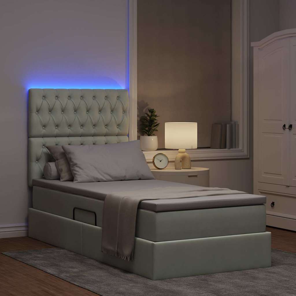 LED-Speicherbett mit Matratze Hellgrau 100 x 200 cm Samt