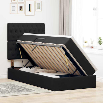 LED-Speicherbett mit Matratze Schwarz 100 x 200 cm Samt