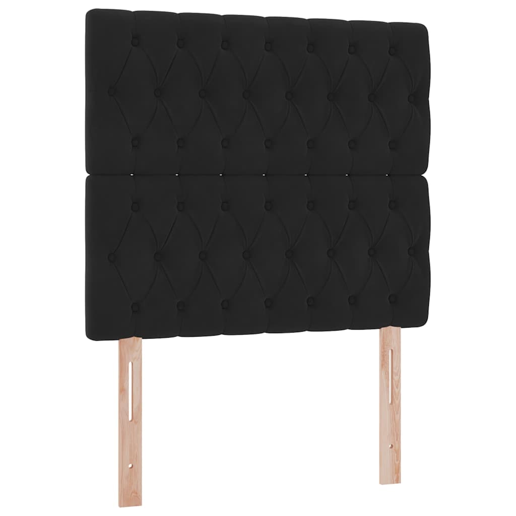 LED-Speicherbett mit Matratze Schwarz 100 x 200 cm Samt