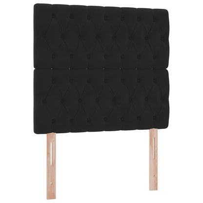 LED-Speicherbett mit Matratze Schwarz 100 x 200 cm Samt