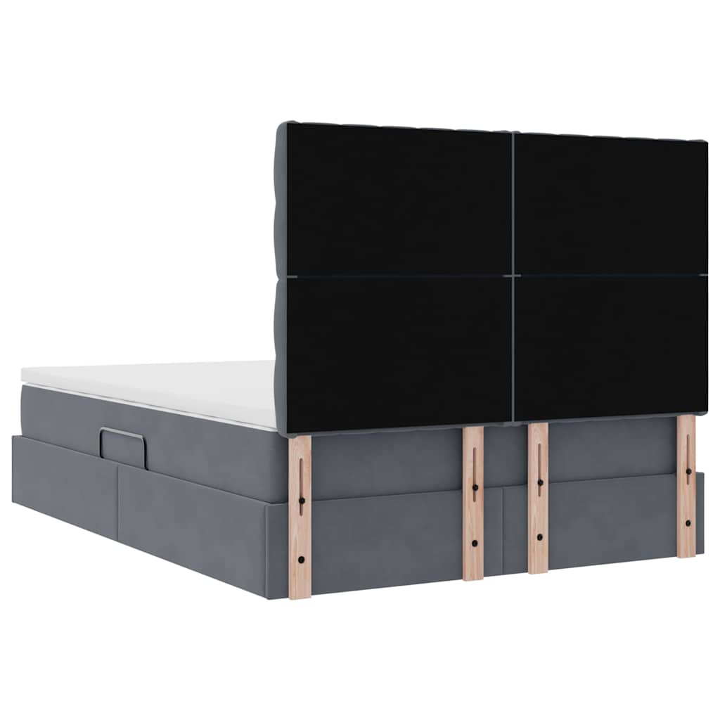 LED-Speicherbett mit Matratze Dunkelgrau 140 x 200 cm Samt