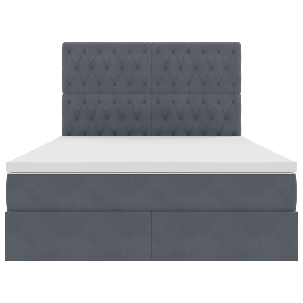 LED-Speicherbett mit Matratze Dunkelgrau 140 x 200 cm Samt