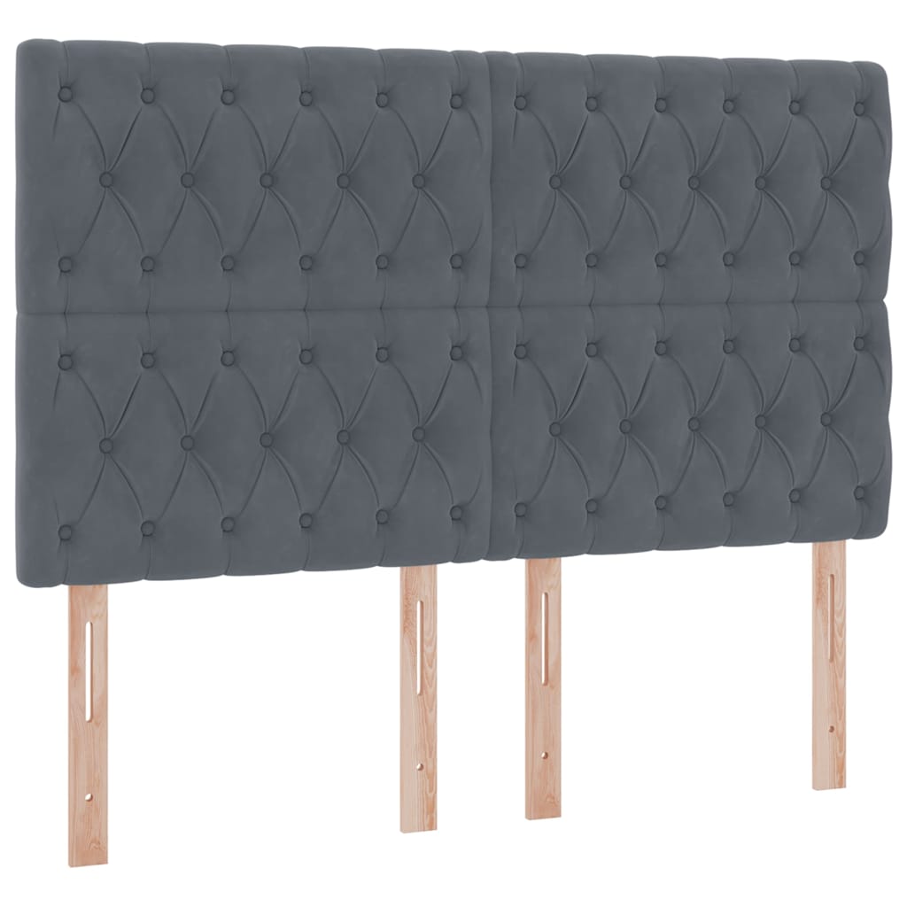 LED-Speicherbett mit Matratze Dunkelgrau 140 x 200 cm Samt