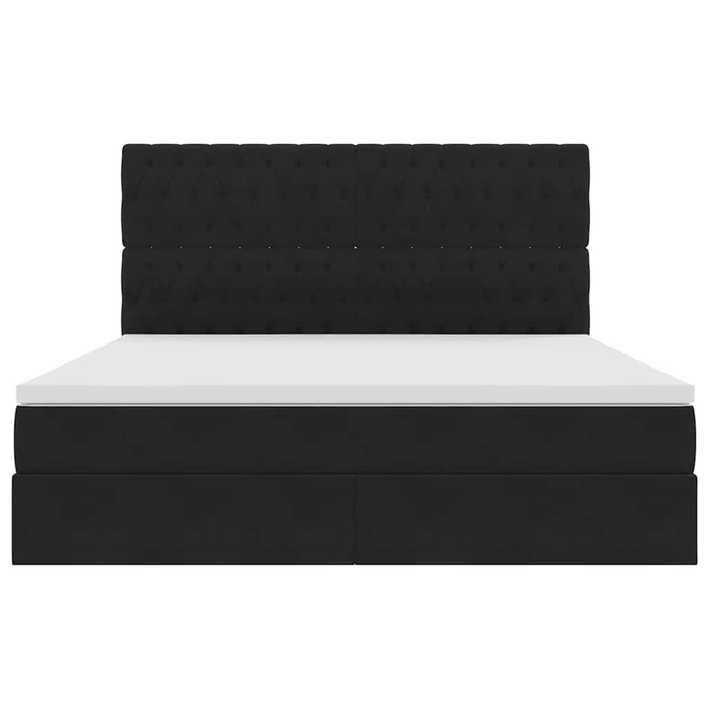 LED-Speicherbett mit Matratze Schwarz 160 x 200 cm Samt