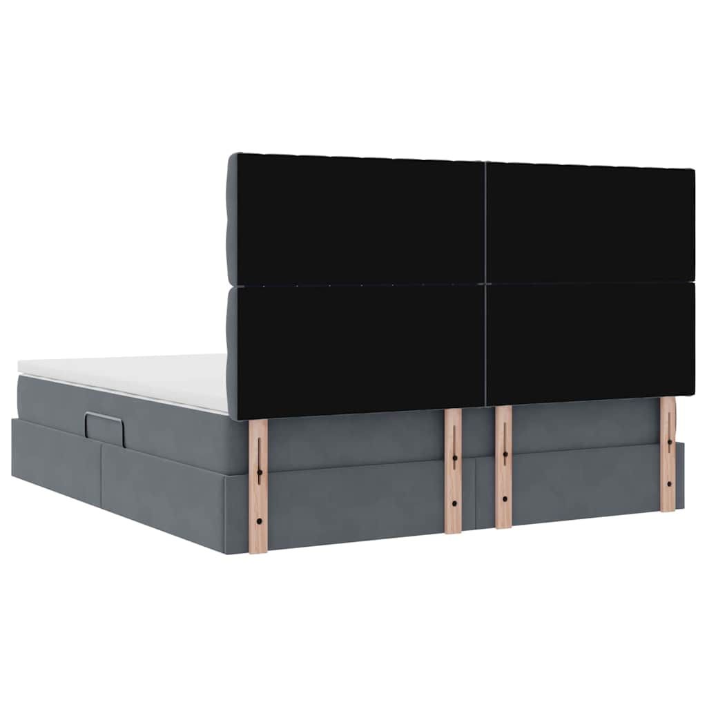 LED-Speicherbett mit Matratze Dunkelgrau 180 x 200 cm Samt