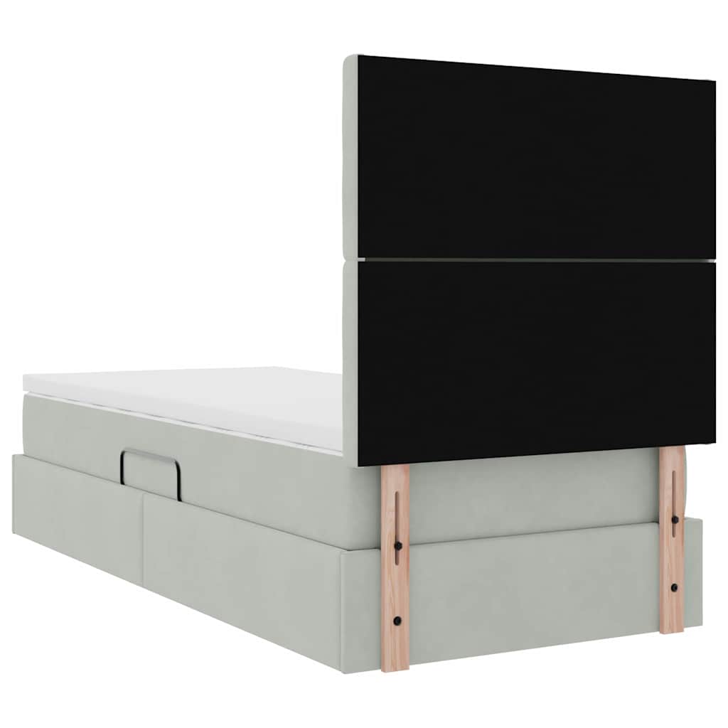 LED-Speicherbett mit Matratze Hellgrau 90 x 200 cm Samt