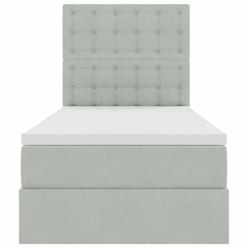 LED-Speicherbett mit Matratze Hellgrau 90 x 200 cm Samt