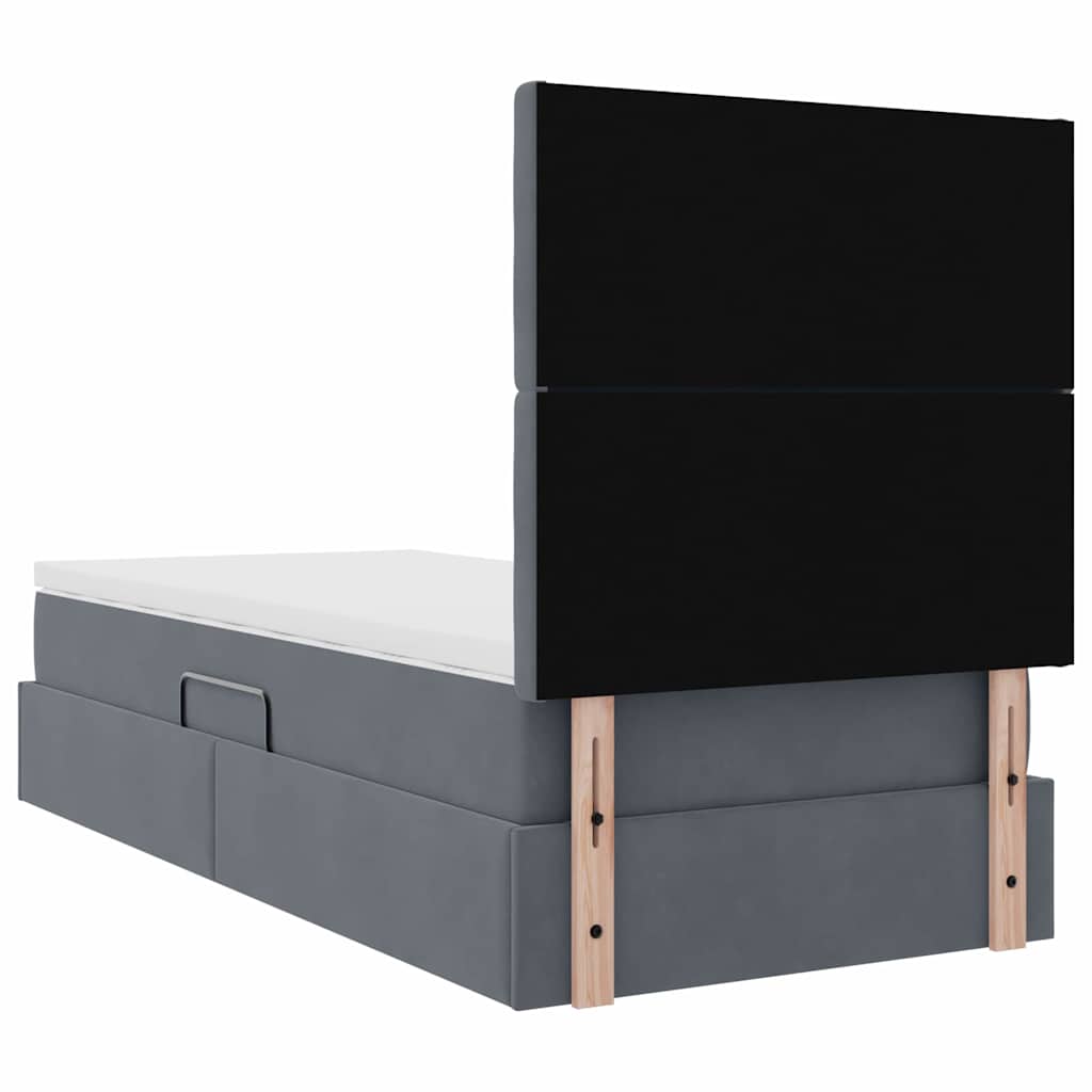 LED-Speicherbett mit Matratze Dunkelgrau 100 x 200 cm Samt