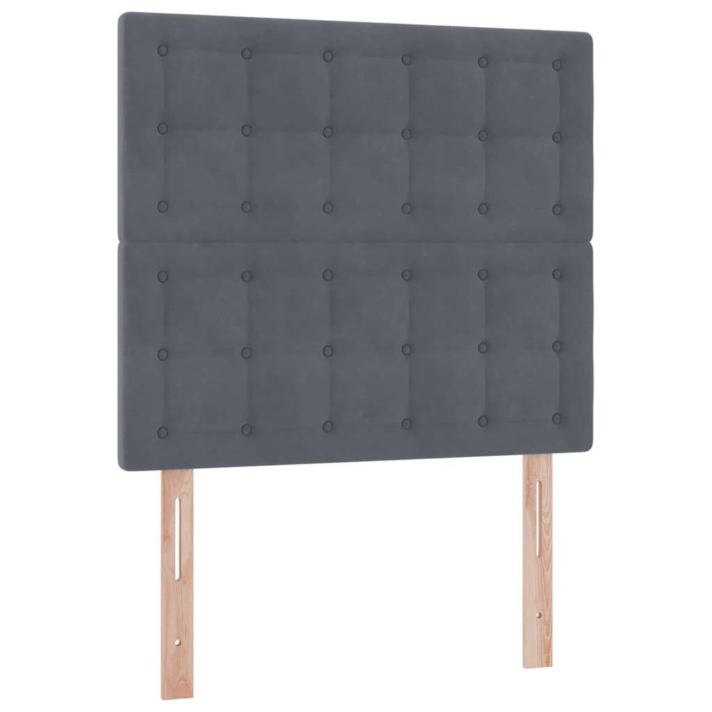 LED-Speicherbett mit Matratze Dunkelgrau 100 x 200 cm Samt