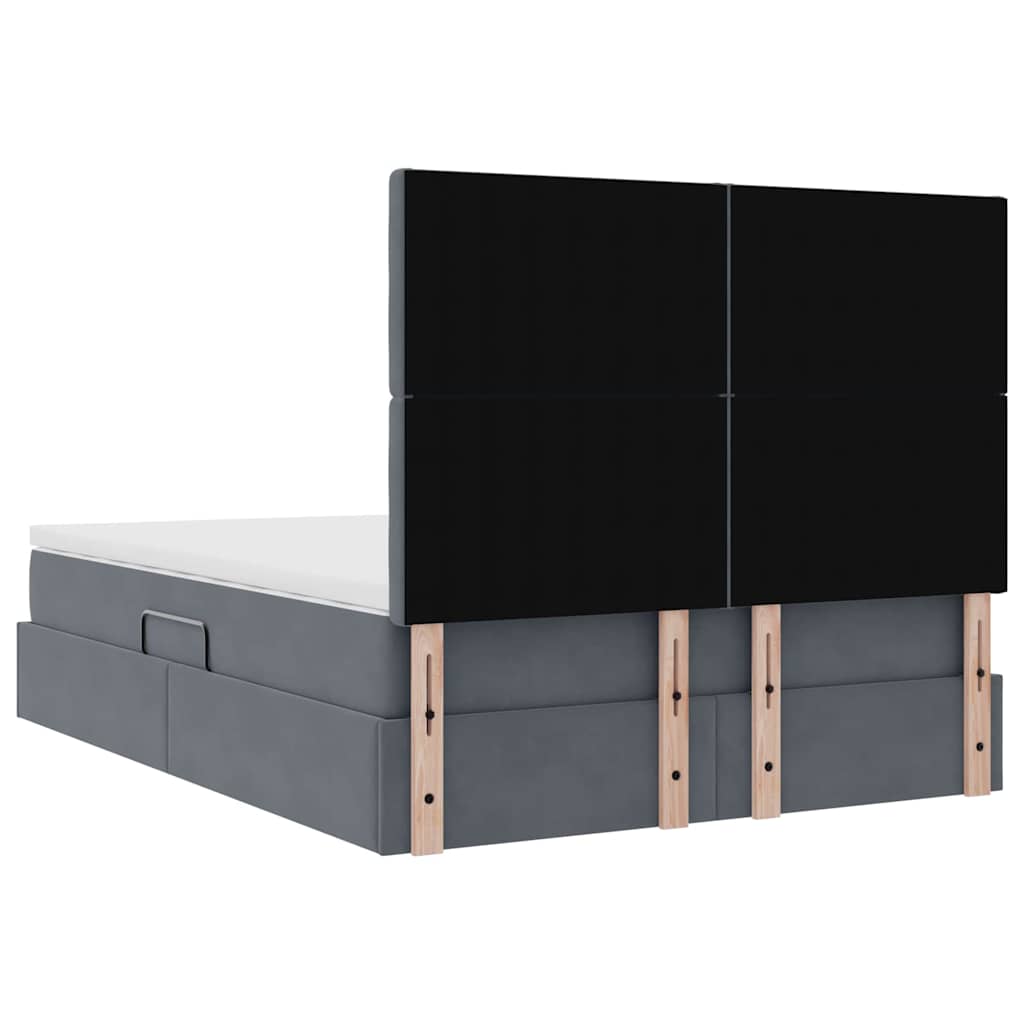 LED-Speicherbett mit Matratze Dunkelgrau 140 x 200 cm Samt