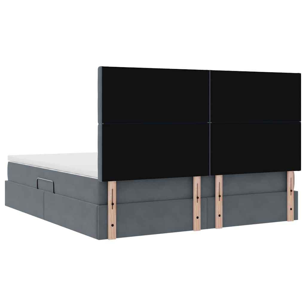 LED-Speicherbett mit Matratze Dunkelgrau 180 x 200 cm Samt
