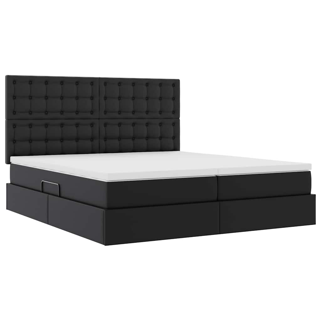 Bett mit LED-Lichtleisten Schwarz 180 x 200 cm Kunstleder