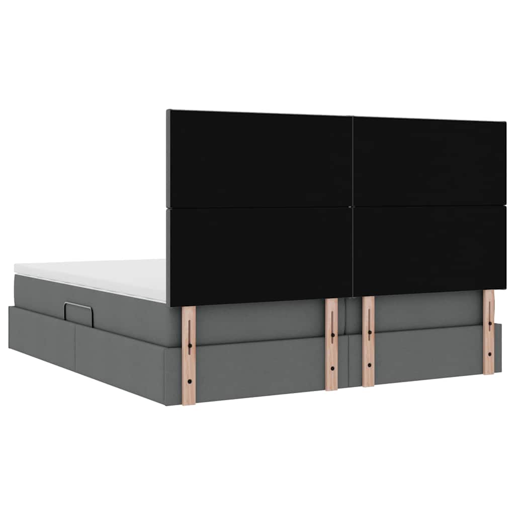 LED-Speicherbett mit Matratze Dunkelgrau 180 x 200 cm Stoff