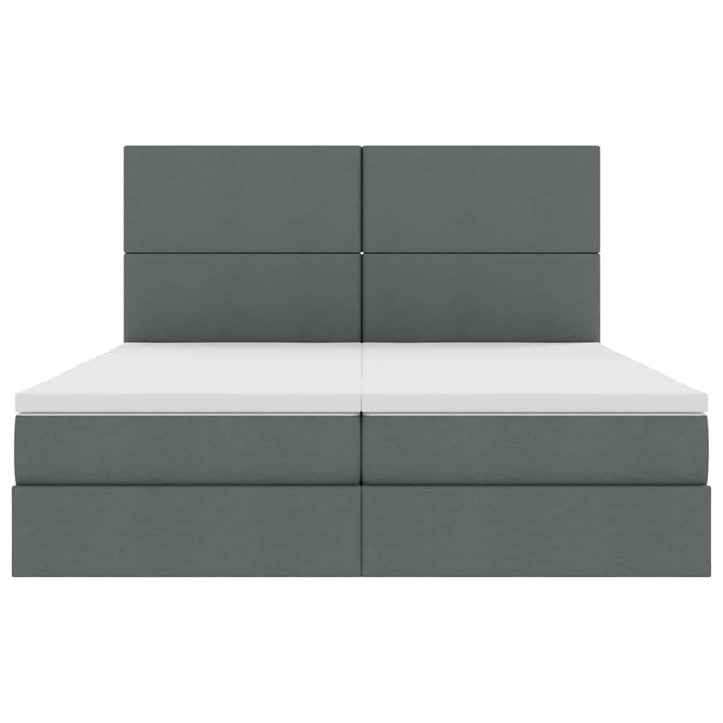 LED-Speicherbett mit Matratze Dunkelgrau 180 x 200 cm Stoff