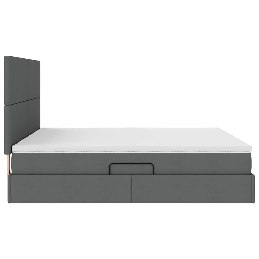 LED-Speicherbett mit Matratze Dunkelgrau 180 x 200 cm Stoff