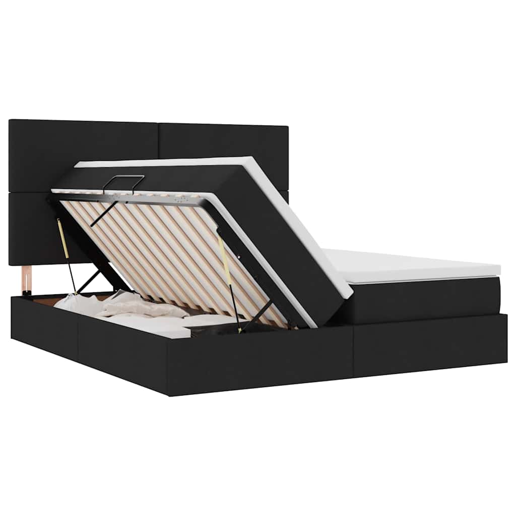 LED-Speicherbett mit Matratze Schwarz 180 x 200 cm Stoff