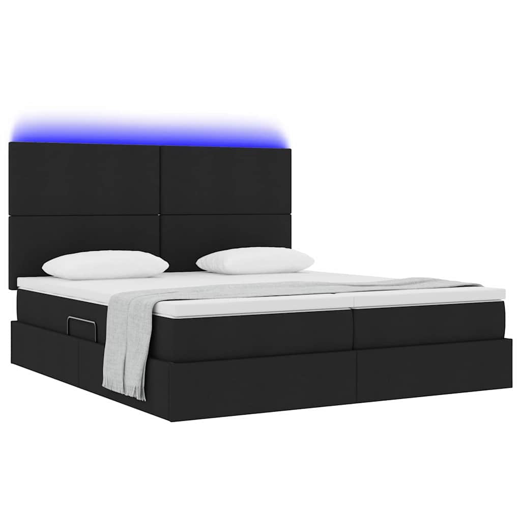 LED-Speicherbett mit Matratze Schwarz 180 x 200 cm Stoff