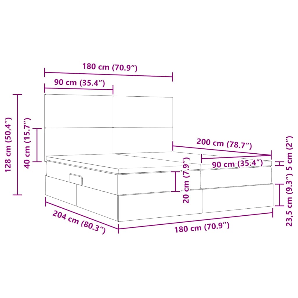 LED-Speicherbett mit Matratze Schwarz 180 x 200 cm Stoff