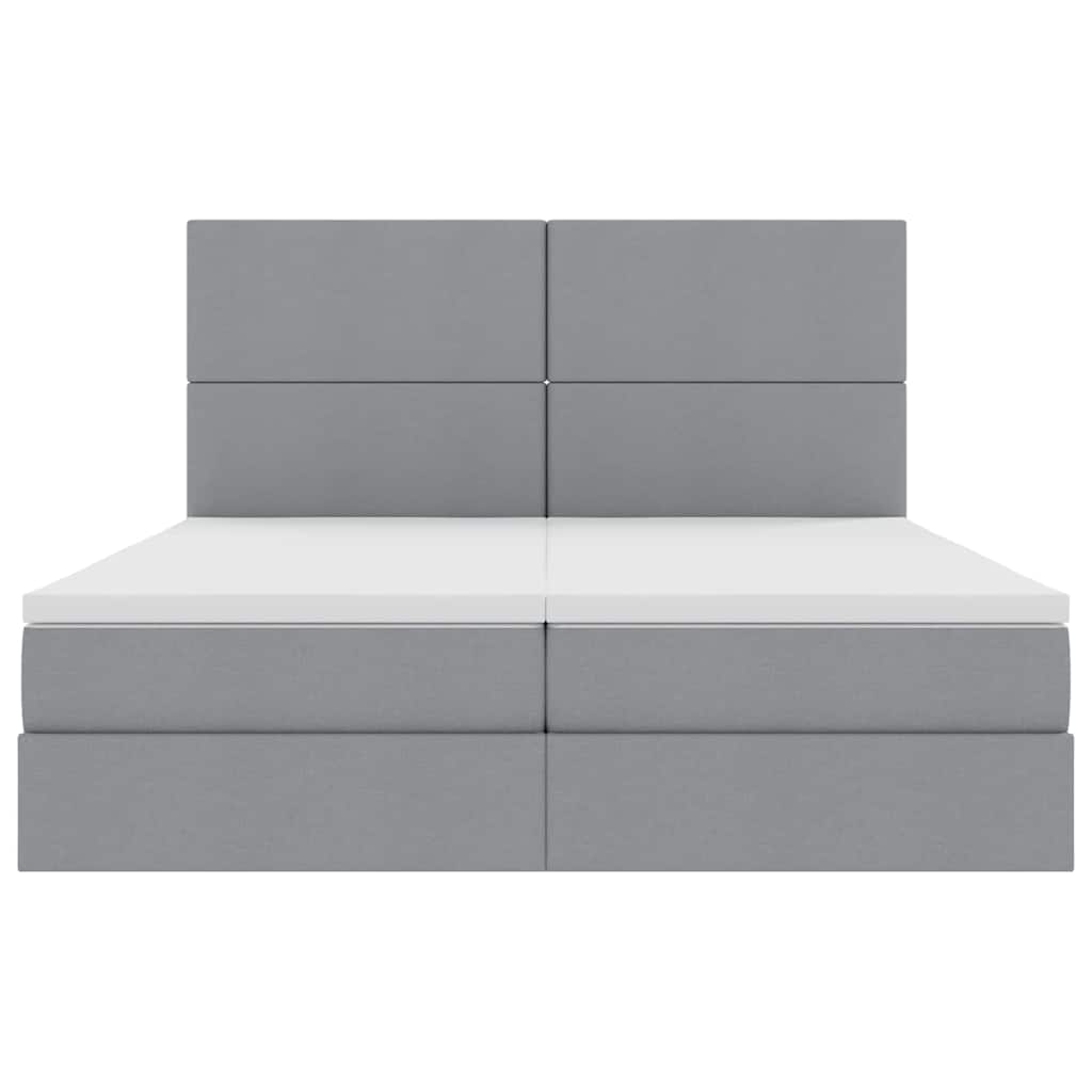 LED-Speicherbett mit Matratze Hellgrau 200 x 200 cm Stoff