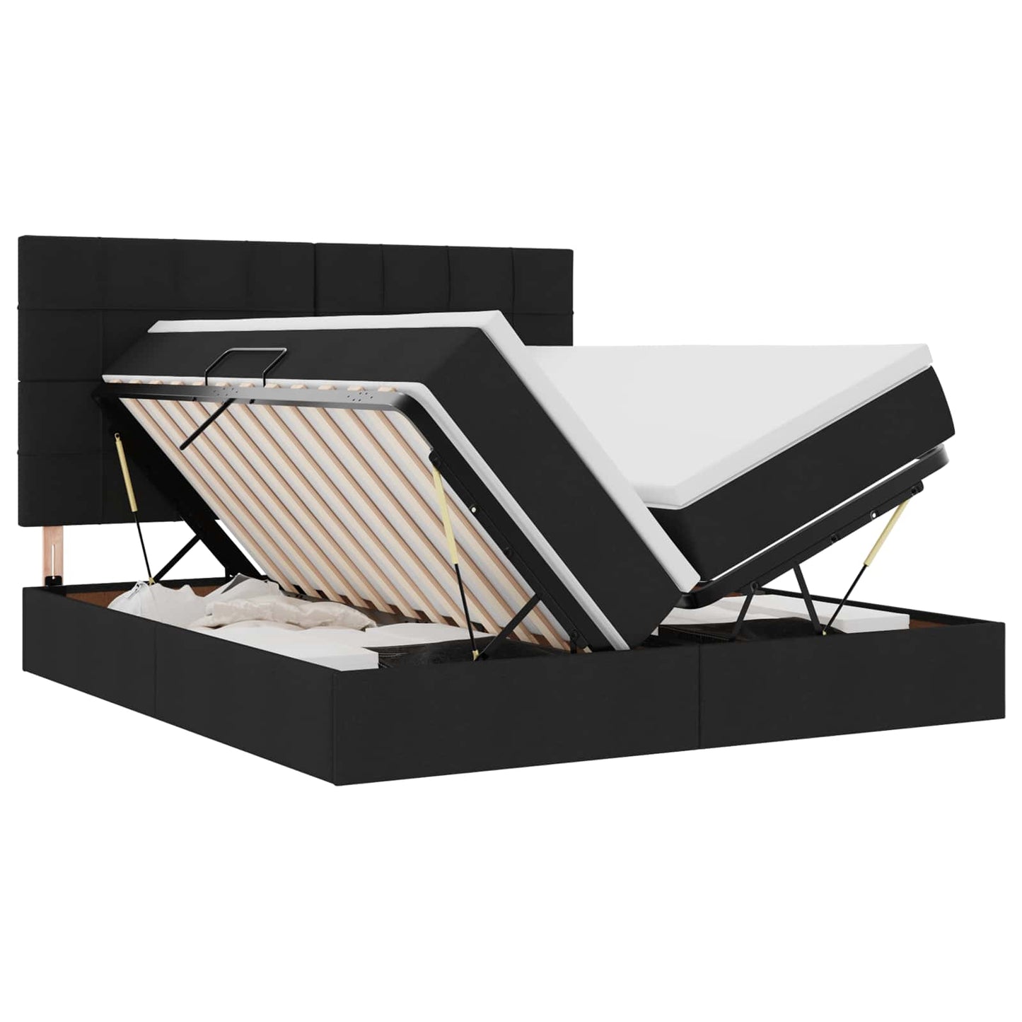 LED-Speicherbett mit Matratze Schwarz 180 x 200 cm Stoff