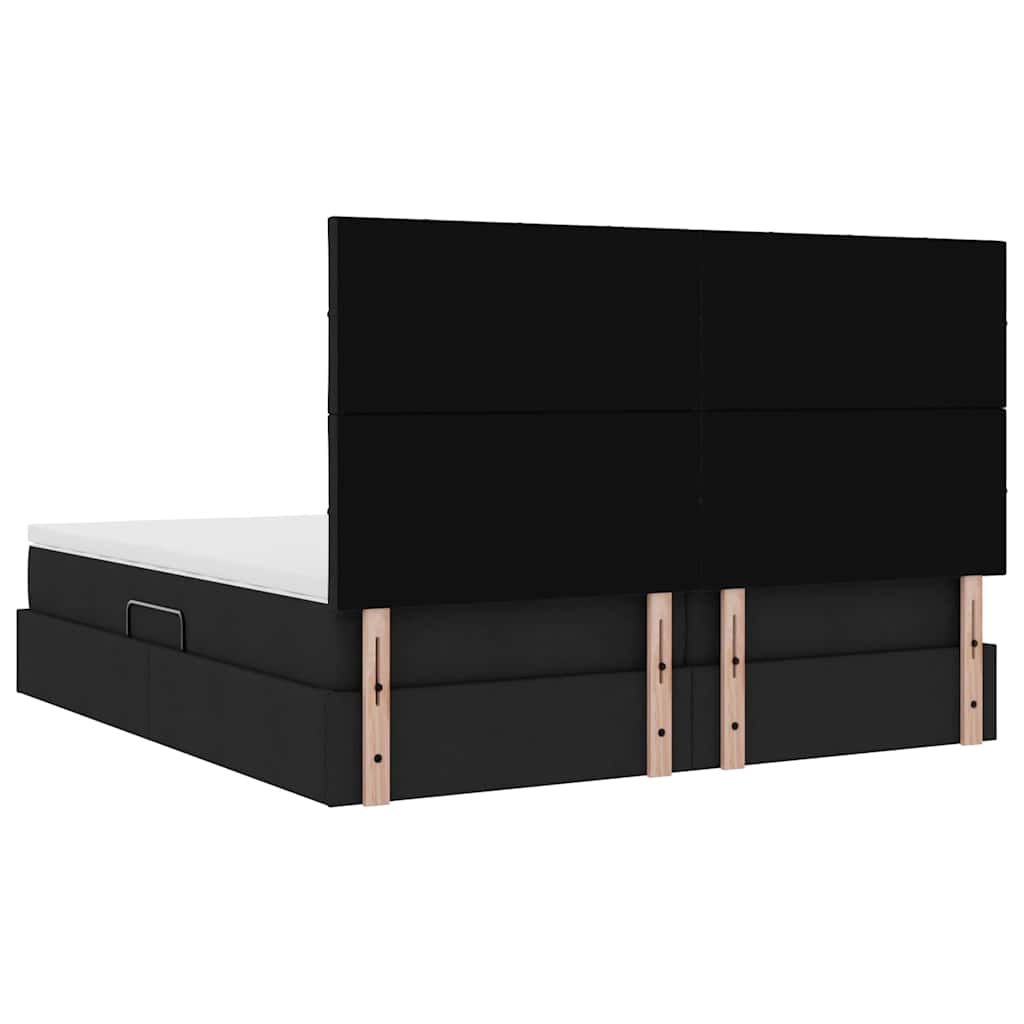 LED-Speicherbett mit Matratze Schwarz 180 x 200 cm Stoff