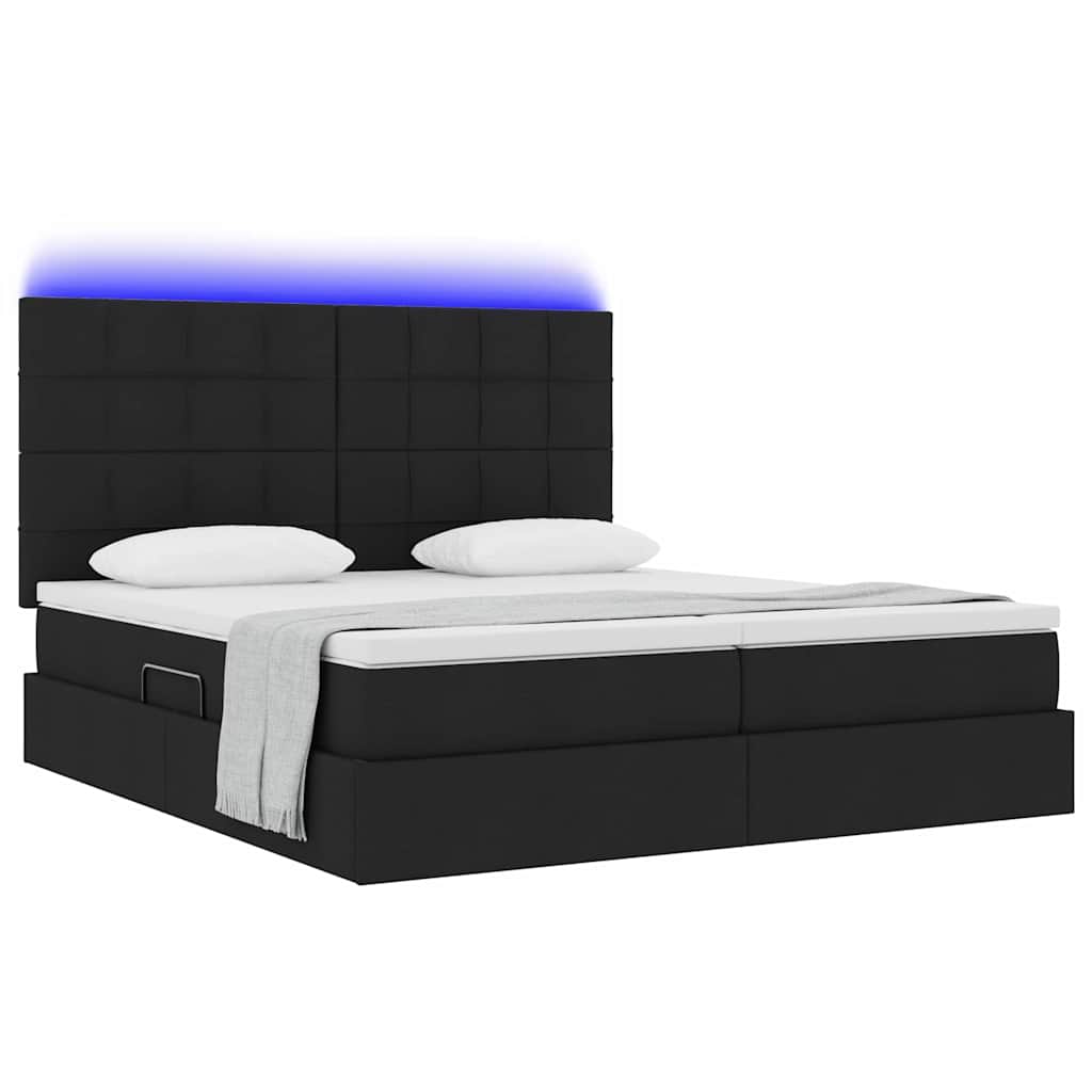 LED-Speicherbett mit Matratze Schwarz 180 x 200 cm Stoff