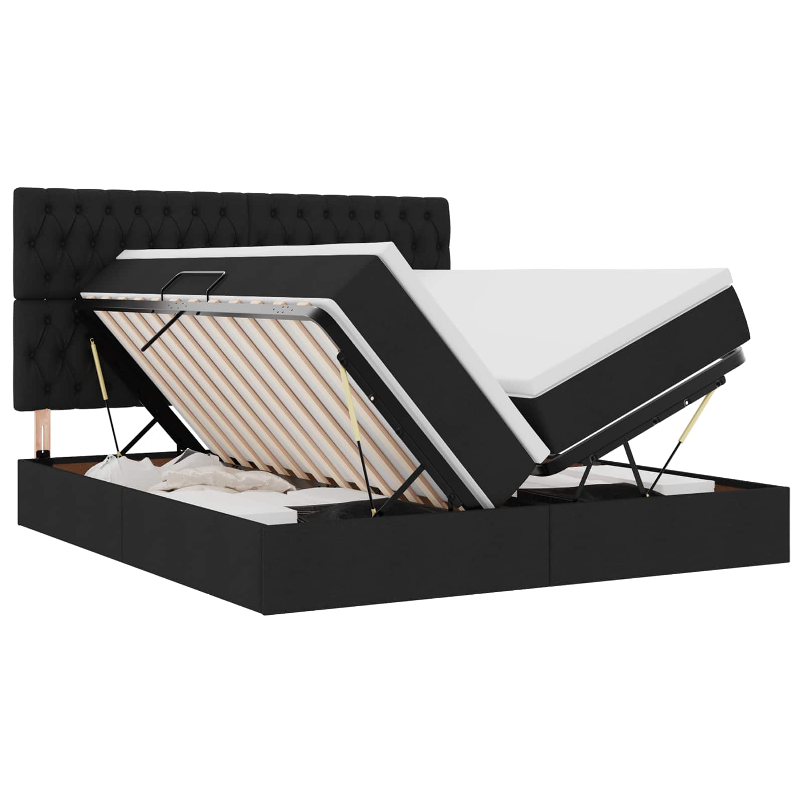 LED-Speicherbett mit Matratze Schwarz 180 x 200 cm Stoff