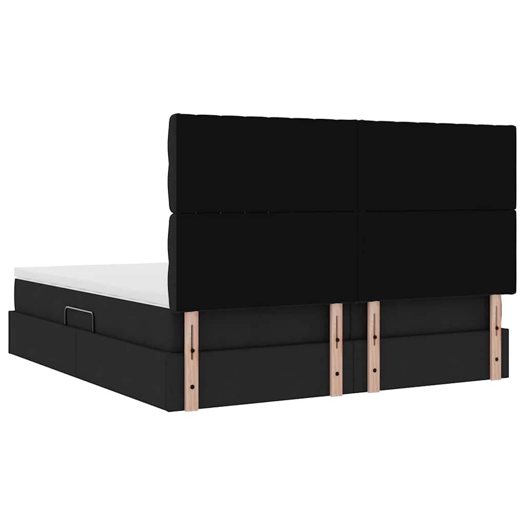 LED-Speicherbett mit Matratze Schwarz 180 x 200 cm Stoff