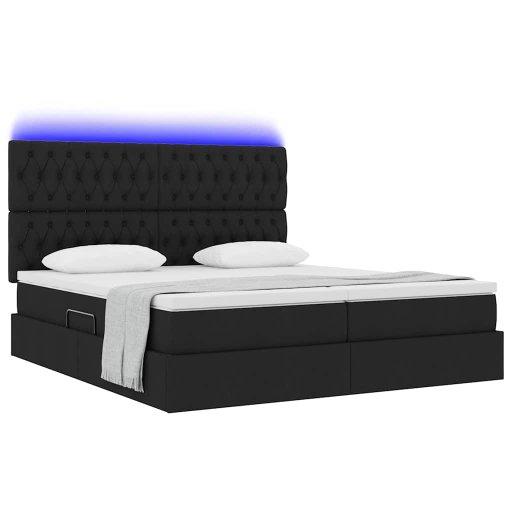 LED-Speicherbett mit Matratze Schwarz 180 x 200 cm Stoff